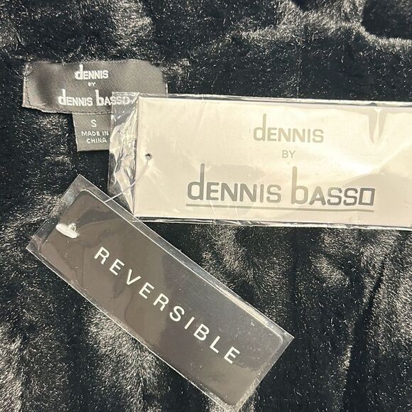 NWT New Dennis Basso Hooded Reversible Black Faux Fur Short Coat Jacket S - Picture 16 of 16